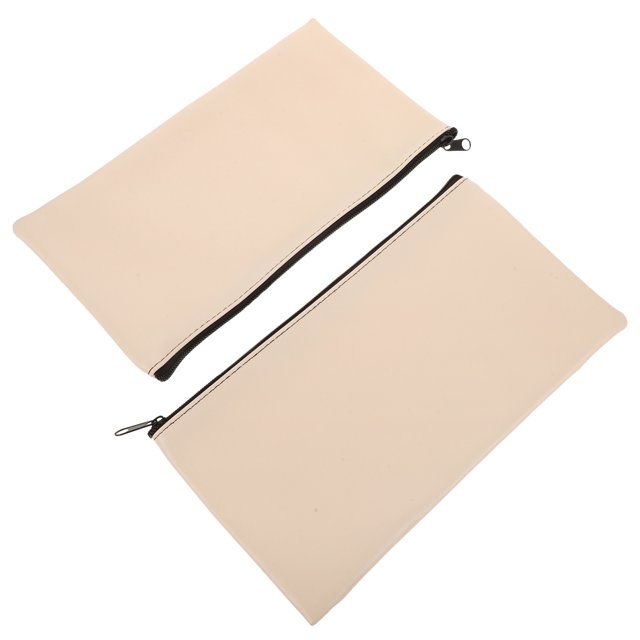 OULII 2Pcs Bank Bag With Zippers For Documents Security Protection Navy Blue Aluminum Alloy