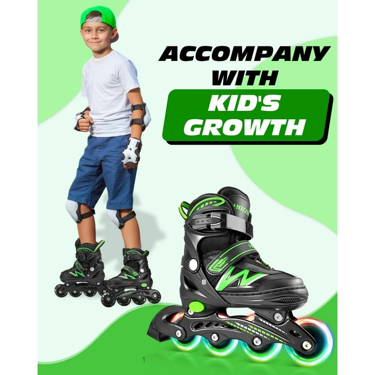 Hozzen Kids Inline Skates, Adjustable Illuminating Inline