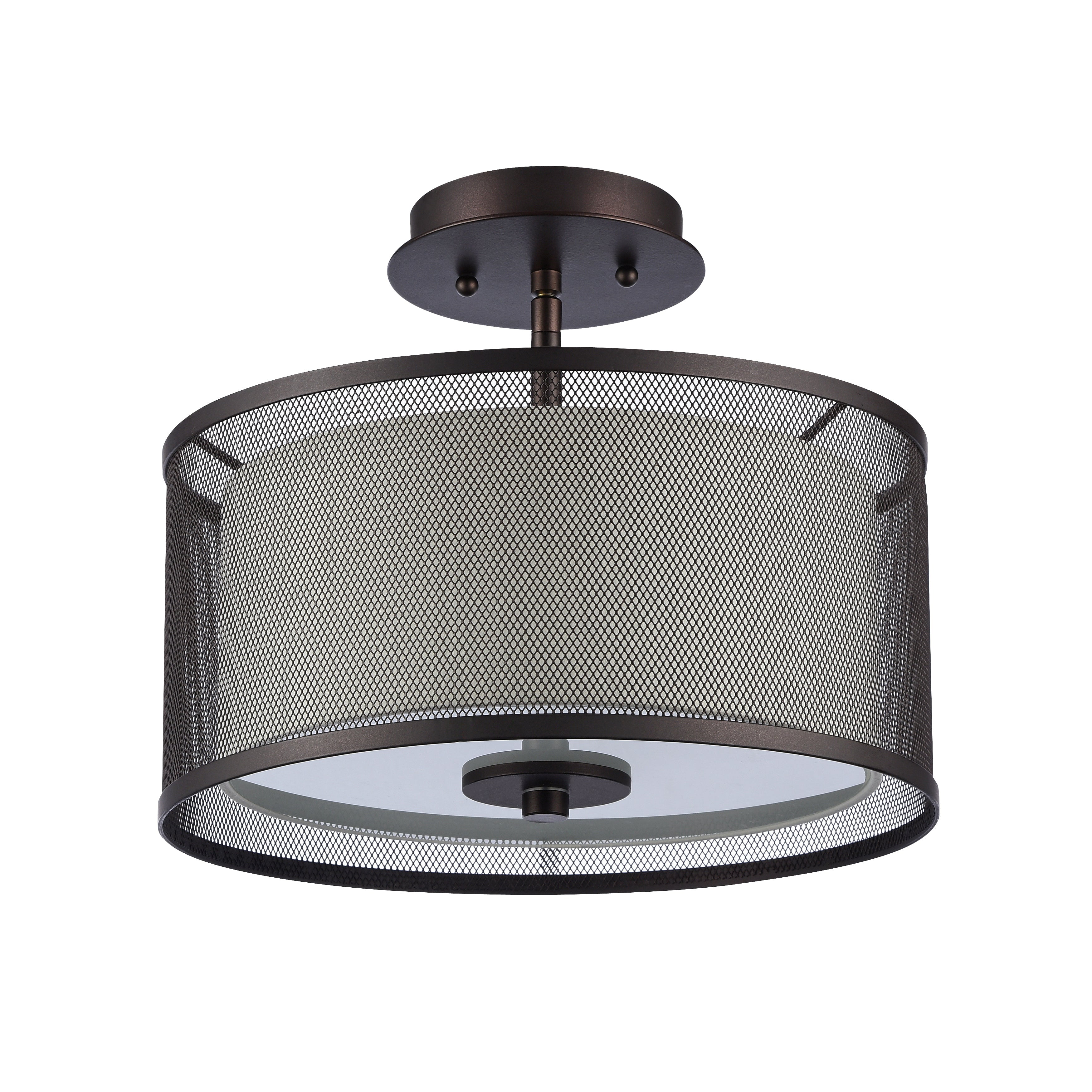 RADIANCE Goods Transitional 2 Light Rubbed Bronze Semi-Flush Ceiling Fixture 13" Wide