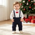 thumbnail image 5 of Bainana Christmas Kid'S Gentleman Outfits Set Long Sleeve Letter Print Shirt And Suspender Pants 2 Pieces Suit Set Infant Boys Girls Cute Daily Wear, 5 of 8