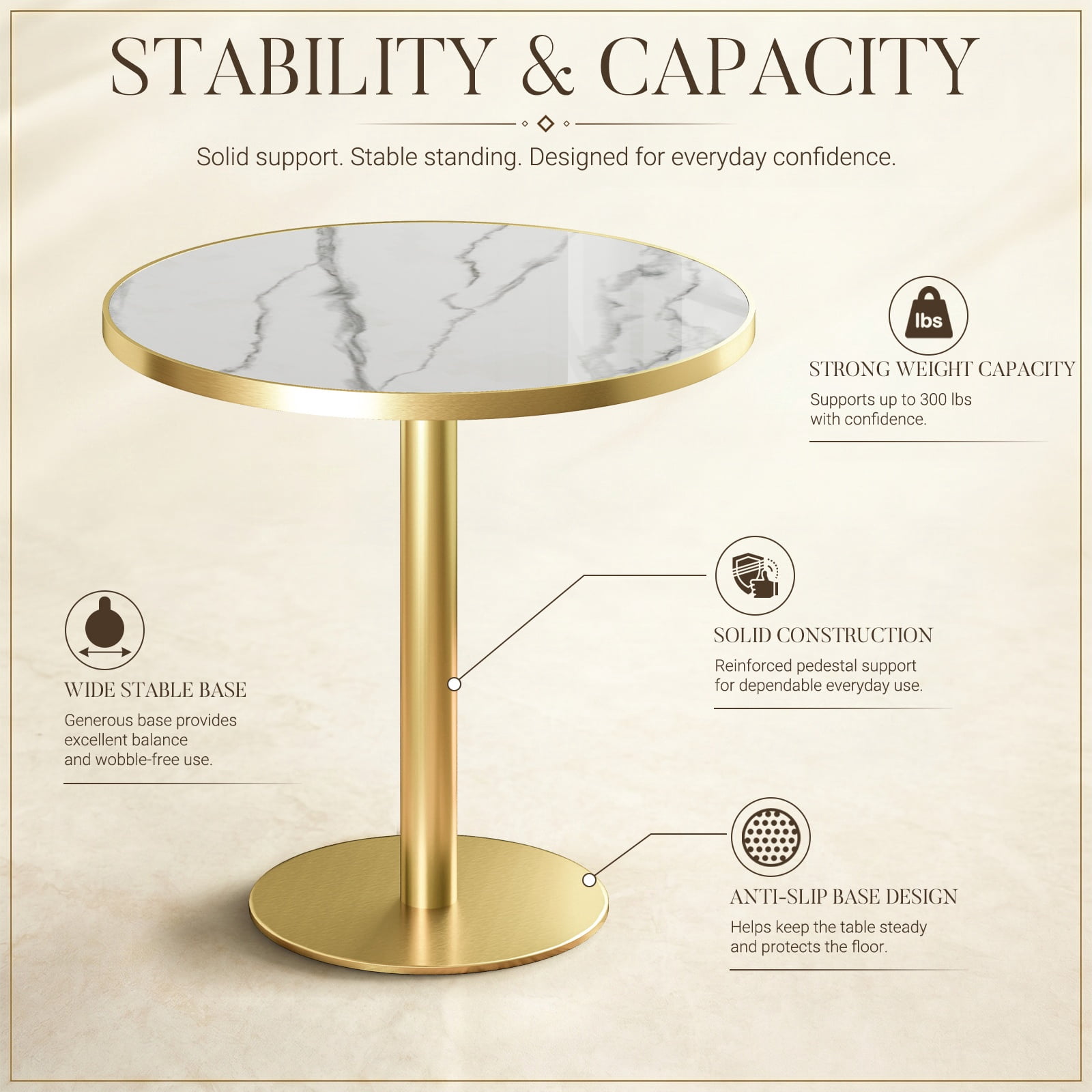 Aukfa 31.5" Round Sintered Stone Dining Table for 2-4, Kitchen Table Tulip Table with Gold Pedestal Base for Bistro Small Apartment,Carrara White
