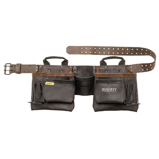 Cinturón para herramientas DEWALT Leather, 11 bolsillos, duradero, profesional