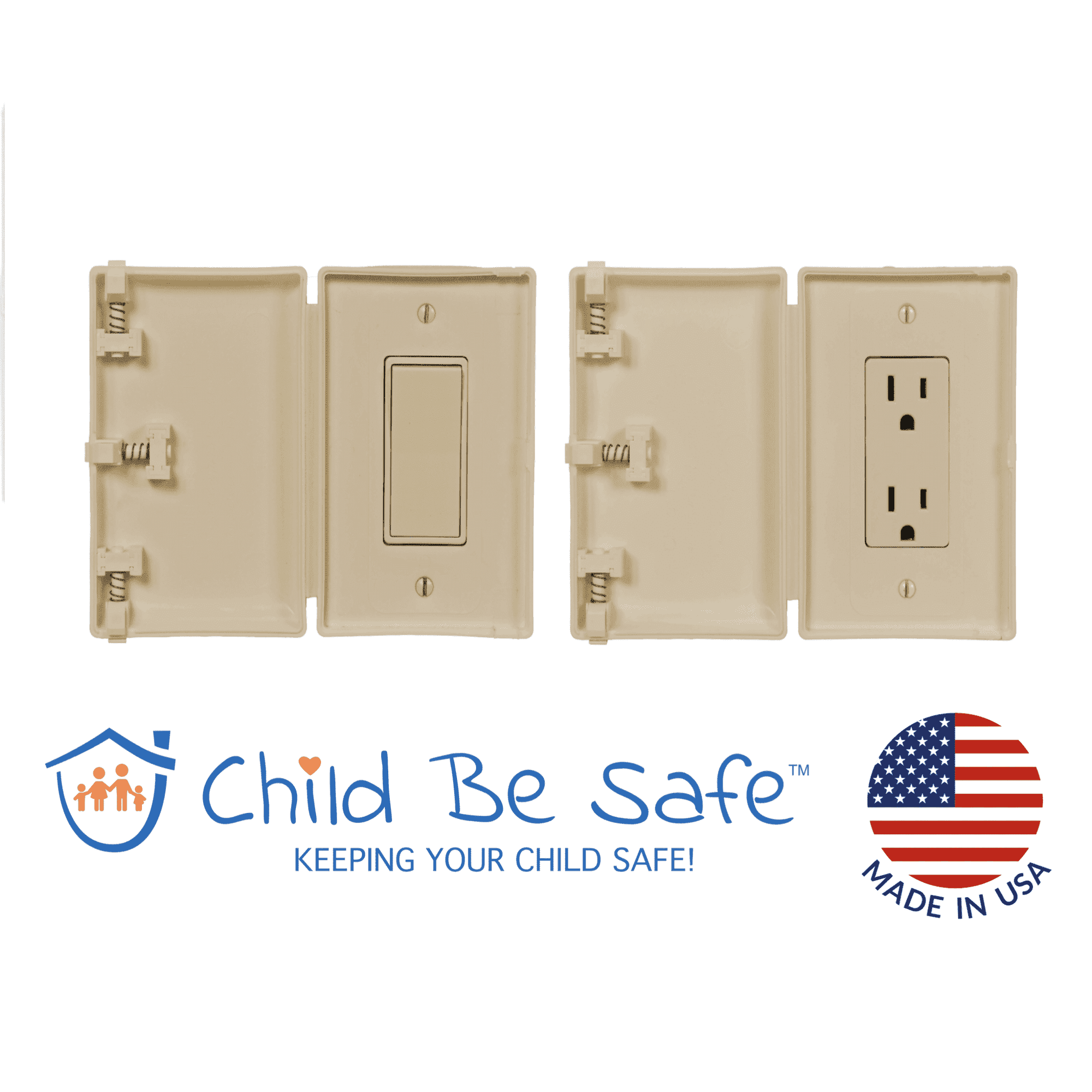 Child Be Safe Infant and Pet Proof Rocker Switch and Outlet Cover Box, Ivory, 1 Piece