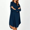 thumbnail image 4 of Ovzne Robes pour Femmes Robe Unie Ample Décontractée Mode Manches Longues Col en V Robe Manches Longues Col en V Robe Printemps Manches Longues Liquidation, 4 of 6