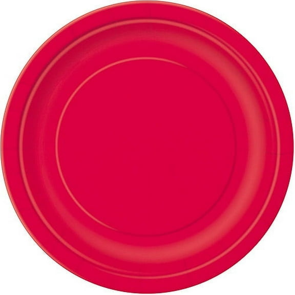 Solid Ruby Red Round Paper Dinner Plates, 9in, 16ct