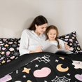 thumbnail image 4 of Manfei Kawaii Bat Ghost Twin Comforter Sets 2pcs, Halloween Love Heart Stars Print Bedding Set, Black Pink Yellow,Black Reversible,1 Comforter and 1 Pillowcase, 4 of 6