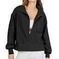 thumbnail image 2 of Cyber&Monday Deals Dyegold Quarter Zip Pullover Women Casual Long Sleeve V Neck Lapel Collar Half Zip Sweatshirt Loose Fit Oversized Fall Tops, 2 of 8