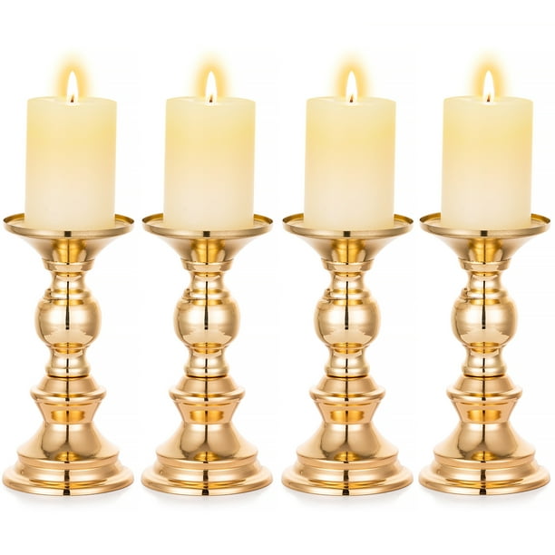 Sziqiqi Gold Pillar Candle Holder for Wedding Centerpiece Small Candle