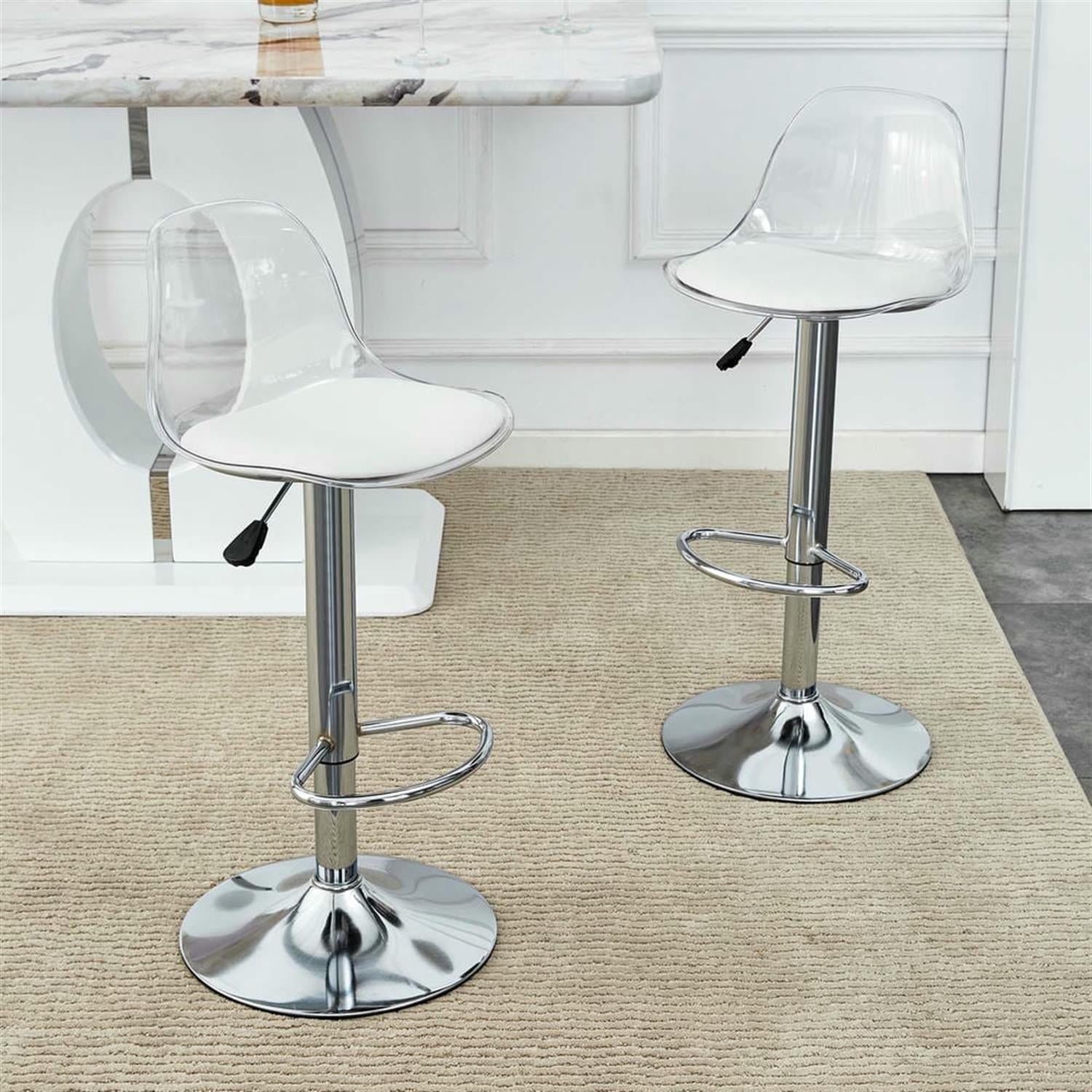 Demi Bonn 39" Adjust Counter Height Bar Stools Set of 2, Swivel Barstools with Back, Kitchen Island Countertop Chairs for Dining Room, White