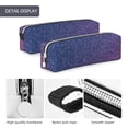 thumbnail image 4 of Pofeuu Violet Glitter Print Leather Pencil Case, Leather Pencil Pouch Large Capacity, Big Pencil Pouch with Zipper Vintage Pen Bag Fountain Pen Holder, 4 of 7