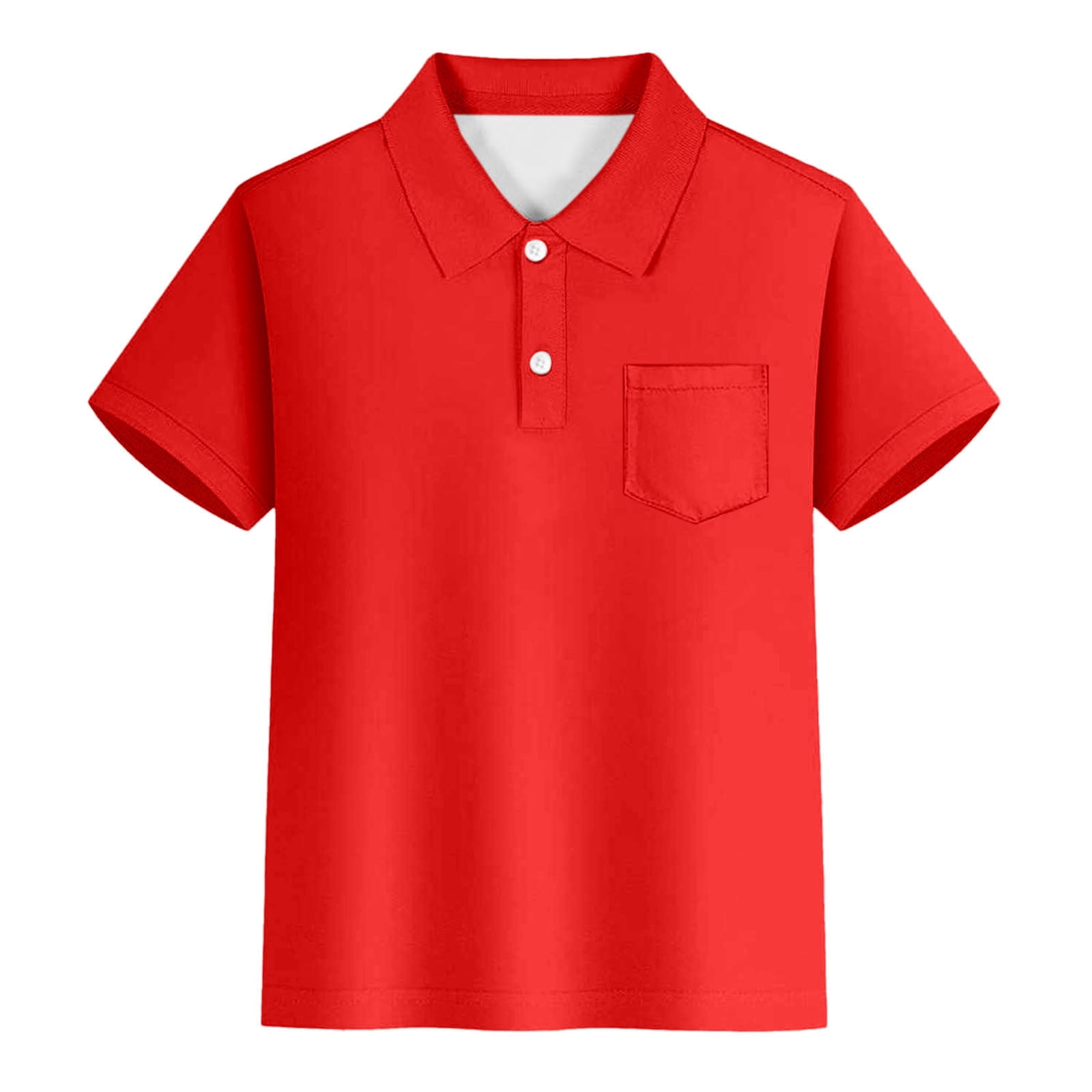 Hiiyo Big Boys Pocket Polo Shirt Solid Color Short Sleeve T-Shirt