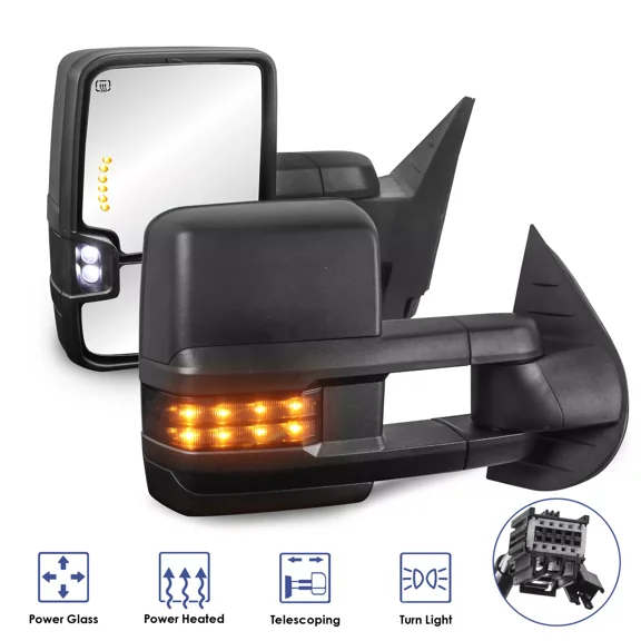 MOSTPLUS Pair Power Heated Tow Mirrors for 2007-2013 Chevy Silverado GMC Sierra Yukon XL