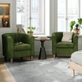 thumbnail image 3 of LINSY HOME Velvet Accent Chair with Ottoman for Living Room, Olive Green, 3 of 8