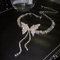thumbnail image 5 of GKNET Butterfly Necklace Women's Collarbone Chain Full Of Diamonds Tassel Choker WY4-03, 5 of 9