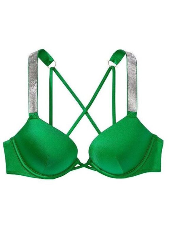 Women's Bombshell Push Up Shine Strappy Bikini Top Green 36C NWT