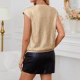 thumbnail image 4 of Otvok Women Short Sleeve Blouse Sequins Loose Polluer Solid V-Neck Shirt Tops, 4 of 6