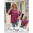 thumbnail image 6 of Hibeli Women Round Neck Short Sleeve Solid Color Loose T-shirt, 6 of 7