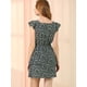 thumbnail image 5 of Vestido Floral Manga Corta Cuello Cuadrado Fruncido Para Mujer Negro L, 5 of 6