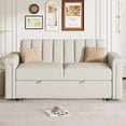 thumbnail image 3 of Oufan Soft Cushion Convertible Sofa Pull Bed for Two People to Sit On, 2-Seater Upholstery Couch for Living Room Apartment, Beige, 3 of 10