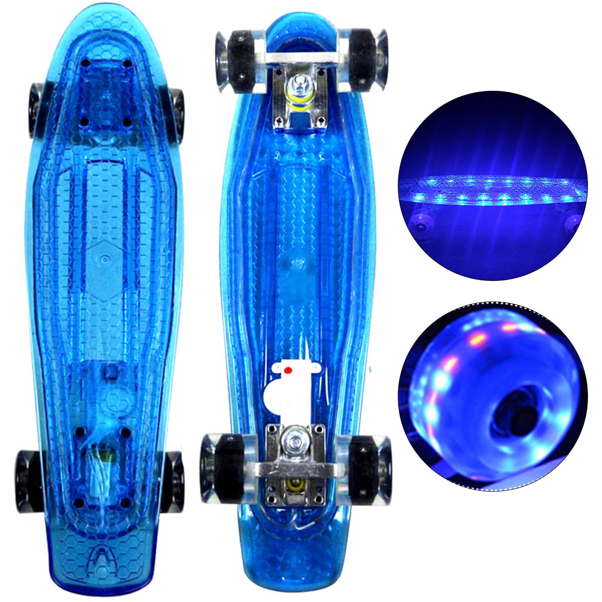 22 Inch Mini Plastic Board Complete Skateboard Wheel LED Lights Cruiser CO 