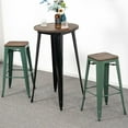 thumbnail image 2 of YYEAN 30 Inch Metal Bar Stools with Square Solid Elm Wood Seat Top, Backless Stackable Industrial Barstools Set of 2-Dark Green, 2 of 9