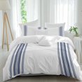 thumbnail image 2 of Abstract Geometric Blue Stripe Bedding 3 Piece Duvet Cover Set Twin Size, White Backdrop Soft Microfiber Comforter Cover with Zipper Closure & Pillowcases, Wrinkle & FadeResistant Quilt Cover, 2 of 9