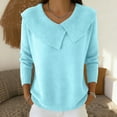 thumbnail image 2 of Lumtrix Shawl Collar Sweaters For Women Long Sleeve Ribbed Knit Tops Cozy Sweaters Casual Loose Pullover Winter Fashion Clothing Light Blue 2XL, 2 of 5