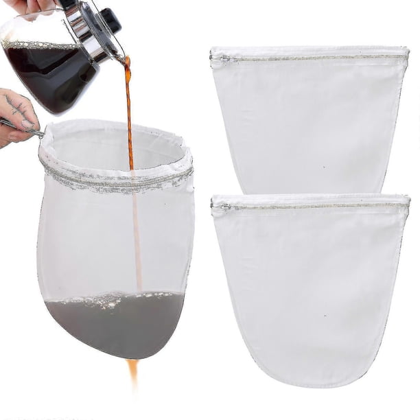 Ultra Fine Mesh Filter Bag, Commercial Reusable Food Filter Bag And Stainless Steel Frame With Handle, Used For Filtering Nut Milk, Coffee, Milk, Butt