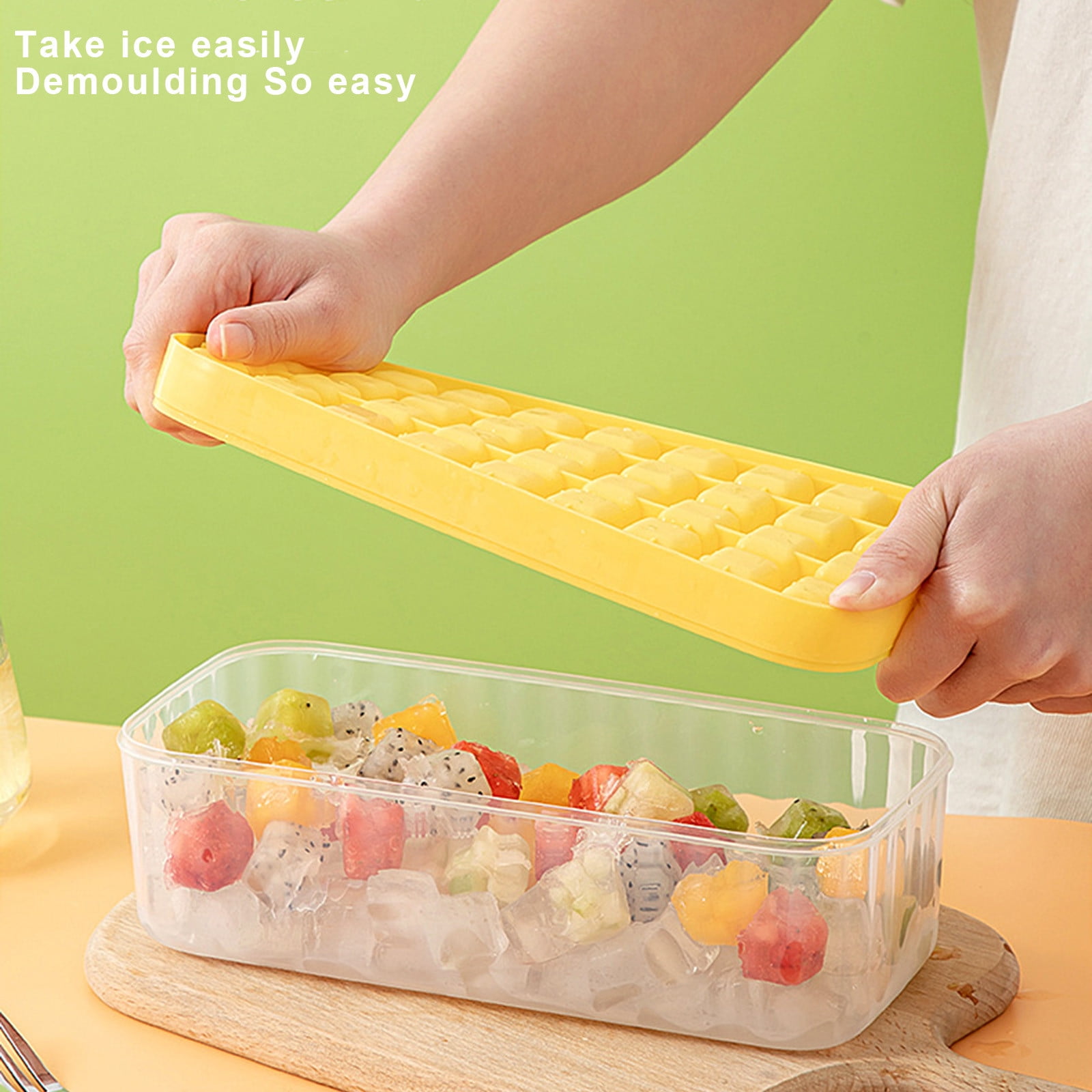 Ice Cube Tray with Lid and Bin, 79 Pcs Ice Cube Mold, Easy Release Ice Tray, Stackable Ice Storage Container Set