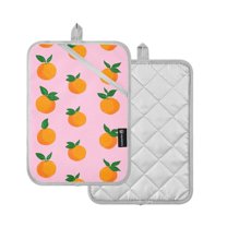 Yayeee Pot Holders Kitchen Heat Resistant with Pocket 7"x9.8" Cotton Oven Cooking Hot Pads, Cartoon Oranges