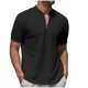 thumbnail image 2 of Blusa y camisa de cuello alto de manga corta para hombre, de verano, informal, de moda, de color liso, con cuello alto y cremallera., 2 of 9