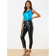 thumbnail image 2 of Disfraz de navidad Camiseta Sin Mangas Con Cuello En U, Elástico, Ajustado, Brillante Y Metálico Brillante Para Mujer Azul Oscuro L, 2 of 6