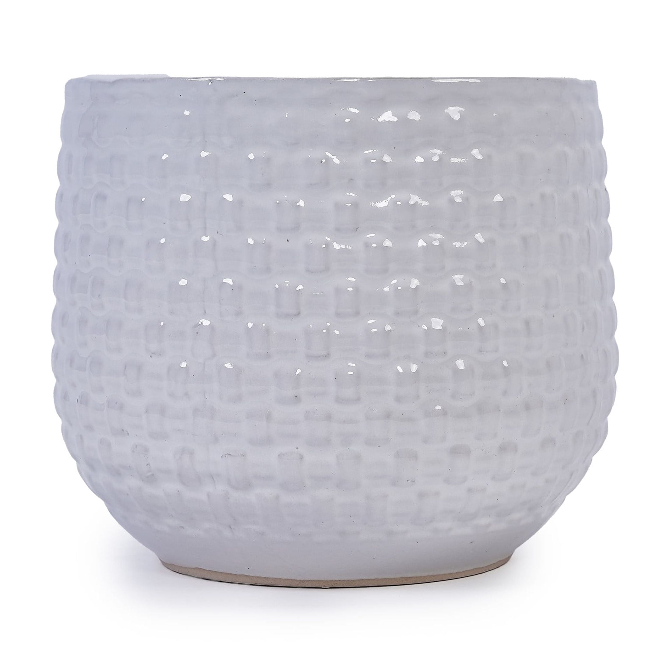 Noble House Modern Nicole Flowerpot Set, Premium Ceramic with Matte Finish and Drainage Hole, Set of 3, White