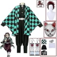 thumbnail image 1 of Demon Slayer Kimetsu No Yaiba Tanjirou Kamado Cosplay disfraz Kimono Navidad uniforme de Anime conjunto para niños adultos, 1 of 5