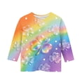 thumbnail image 5 of Girls St Patricks Day Shirt Colorful Shamrock Rainbow 3/4 Sleeve Tee Crew Neck Holiday Festival Outfit for Kids to Big Kids,Size 9, 5 of 6