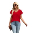 thumbnail image 5 of Ronuti Blouses for Women V Neck Summer Tops Short Sleeve Womens Blouses Spring Business Casual Shirts Sweaters, 5 of 10