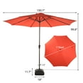 thumbnail image 2 of Patio Umbrella, 11' Outdoor Table Market Large Umbrella with 8 Steel Ribs and Crank, Water/Sand Self-Filled Umbrella Base Included, Orange, 2 of 8