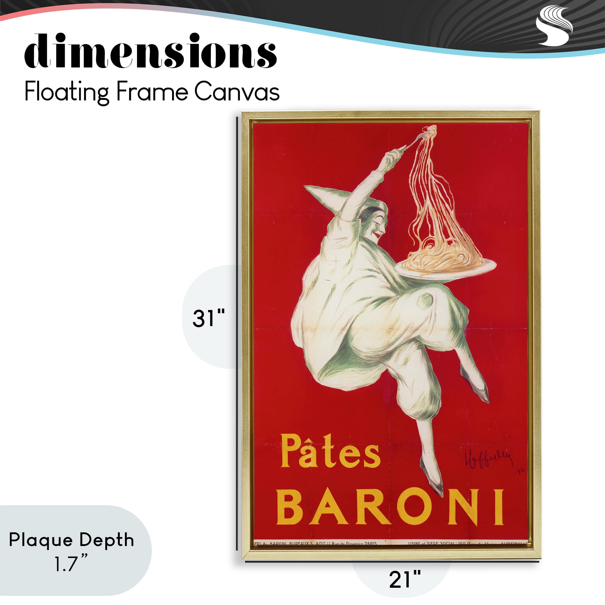 Stupell Industries Pates Baroni Advertisement Gold Framed Floater Canvas Wall Art, design by Vintage Hustle