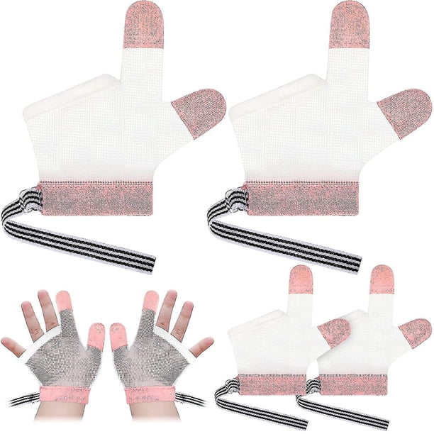 2 pares de protectores de dedo para chupar el pulgar, rosa, transpirable, para bebé