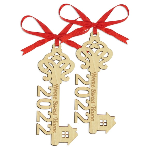 Darling Souvenir Made With Love Home Sweet Home Personalized Wood Ornament Housewarming Gift Christmas Tree Decoration Pack of 2