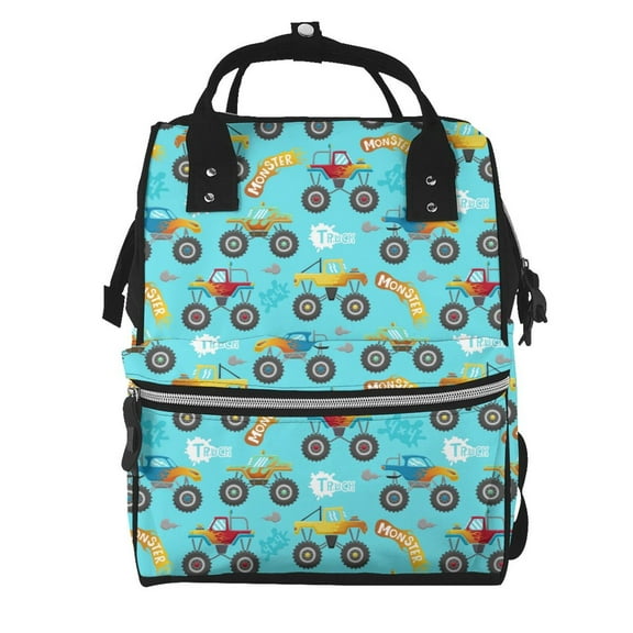 Defioc Cartoon Monster Truck for Baby Diaper Bag Backpack - Baby Bag for Boys & Girls - Diaper Backpack - Large Travel Diaper Bags- Baby Registry Search & Shower Gifts