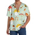 thumbnail image 3 of Gaeub Mushroom Bee Men's Lapel Short Sleeve Shirt, Relaxed Fit Shirt, Soft and Breathable for Outdoors Party Travel - Medium, 3 of 7