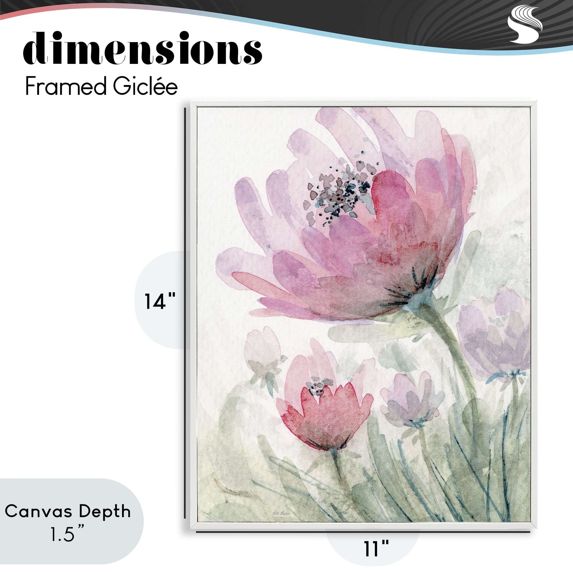 Stupell Industries Pink Flower Blossoms White Framed Giclee Art, design by Patti Bishop
