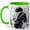 Green, variant on Manga Shadow Warrior Coffee Mug, Dark Fantasy Anime Mug, Gamer Birthday Christmas Gift for Men, Black Blue Energy Fighter Character Art, 11 oz White Ceramic Coffee Cup