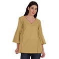 thumbnail image 1 of Moomaya Tunique en Coton à Manches Cloche pour Femmes Col en V Simple Top Schiffli d'Été, 1 of 7