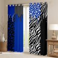 thumbnail image 2 of Homewish Cheetah Leopard Print Black Out Curtains for Girl, Black Blue Zebra Animal Curtains Pack of 2 (42x63 Each), Stripes Abstract Bedroom Curtains, Curtains Blackout Decor, 2 of 6