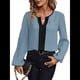 thumbnail image 1 of Blusas Elegantes e Informales para Mujer, con Cuello en V y Bloques de Color, para el Trabajo, de Larga, Ropa de Moda para Otoño Azul XL, 1 of 9