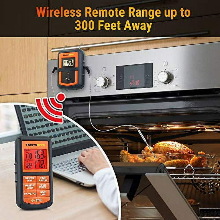 ThermoPro TP-08 Wireless Remote Digital Cooking Meat Thermometer Dual Probe  for Grilling Smoker BBQ Food Thermometer - Monitors Food from 300 Feet Away  