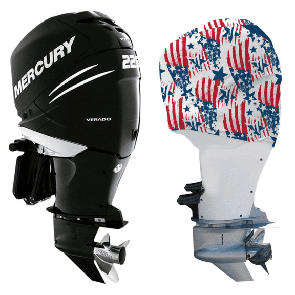 OUTERENVY Outboard Motor Cover for Mercury Verado 6-Cylinder Supercharged [225 HP to 400 HP], American Patriot