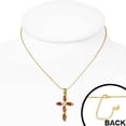 thumbnail image 2 of Fashion Alloy Yellow Gold-Tone Religious Cross Red CZ Pendant Necklace, 2 of 2